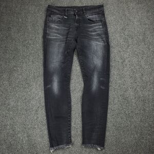 R13 Boy Skinny Jeans Womens 27 Raw Hem 230 Albany Black Distressed Stretch Denim